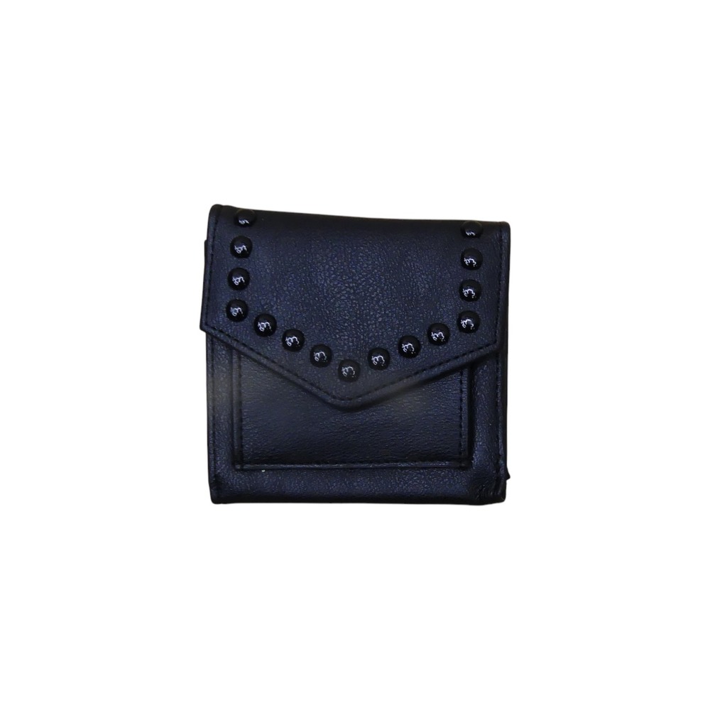Rue 21 Trifold Wallet Womens OS Black New Studded Faux Leather WLT7165